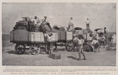 Con la Fuerza de Lord Methuen, cómo se transporta el Equipaje del Ejército